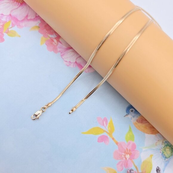 "Minimalist Rose Gold Snake Chain Necklace for Women, 17.7 Inch Length, XPNL0080 - Picture 8 of 12